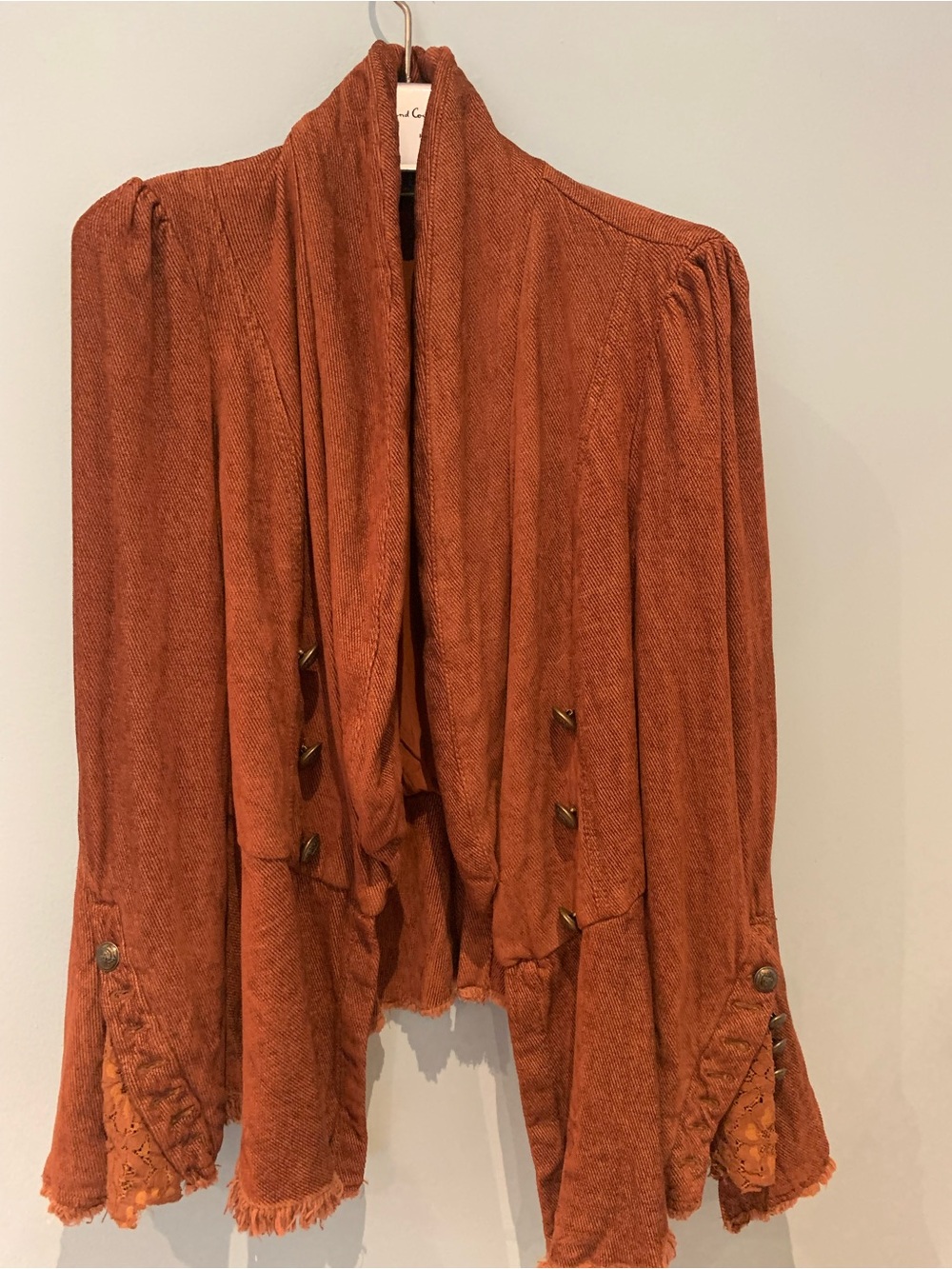 Free People Women’s Lightweight Rust Orange Draped Jacket